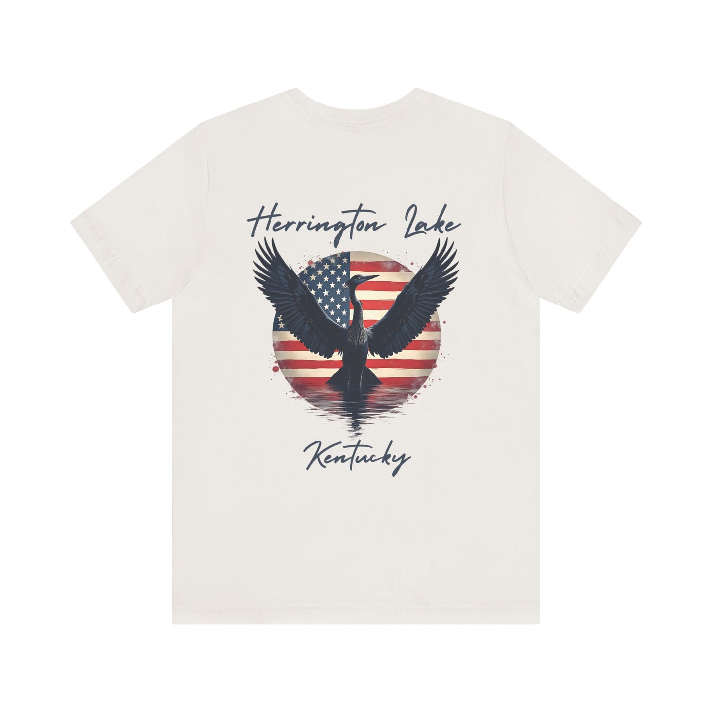 "Liberty Heron" Herrington Lake Patriots Collection Double-Sided Print Unisex Jersey Knit Cotton Short Sleeve Tee