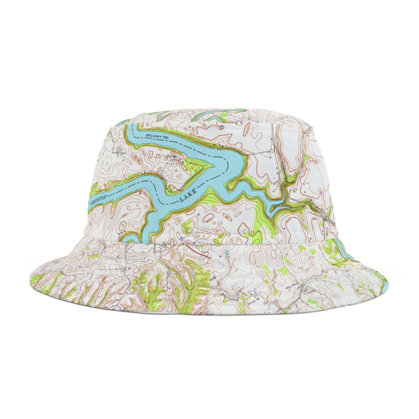 Herrington Lake Topography Map Bucket Hat, Natural Colors