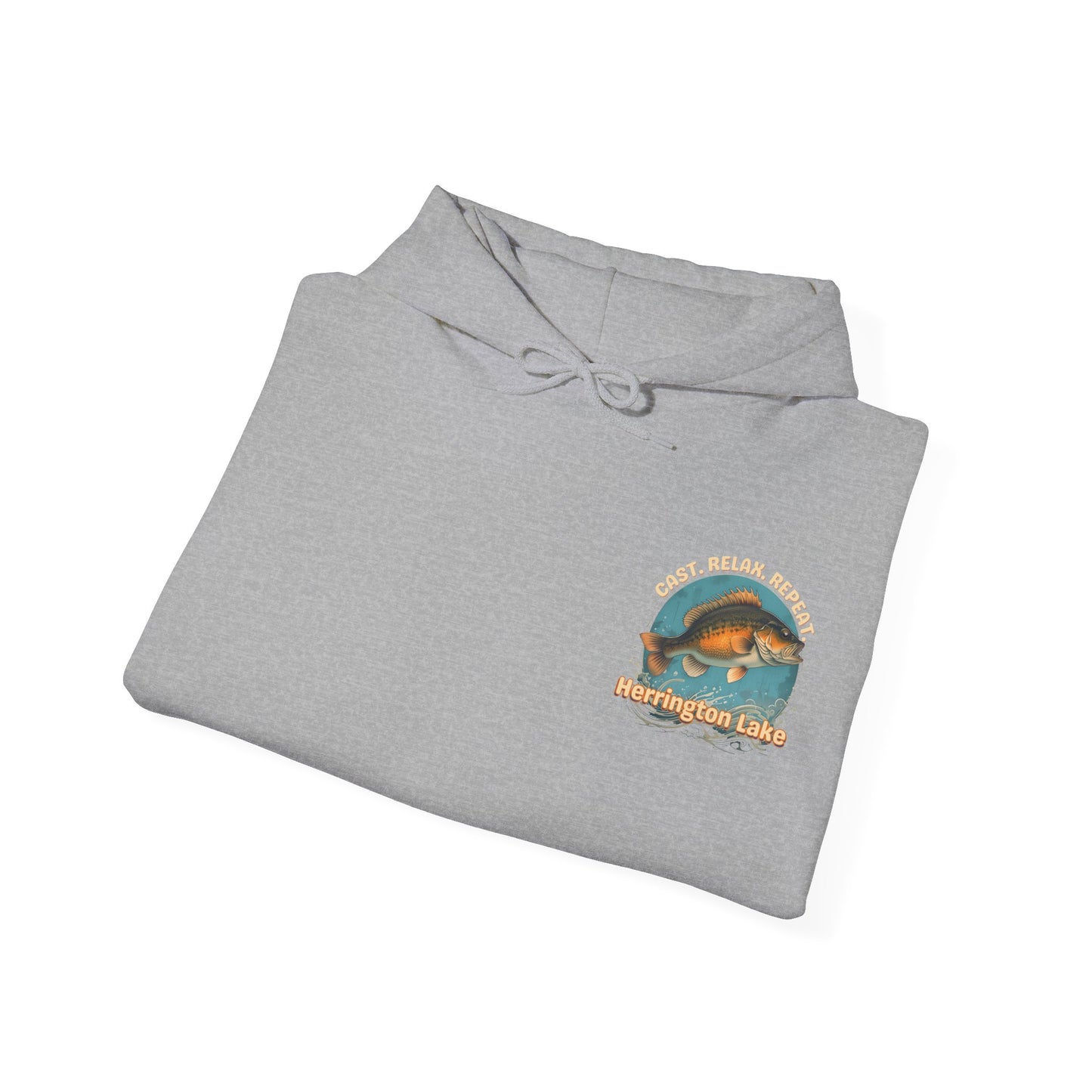 Cast. Relax. Repeat. Herrington Lake Double-Sided Unisex Heavy Blend™ Hooded Sweatshirt