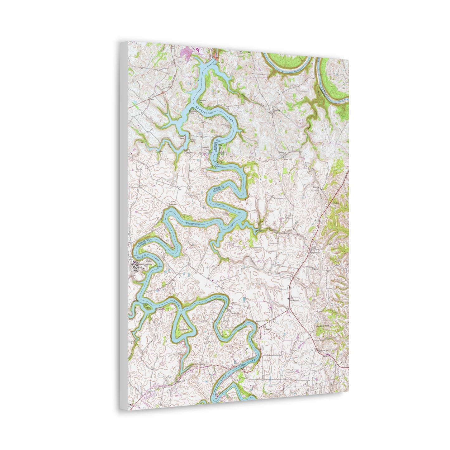 Herrington Lake Topographic Map USGS 1952 Bryantsville/Wilmore Quads Blended Canvas Gallery Wraps - Original Colors