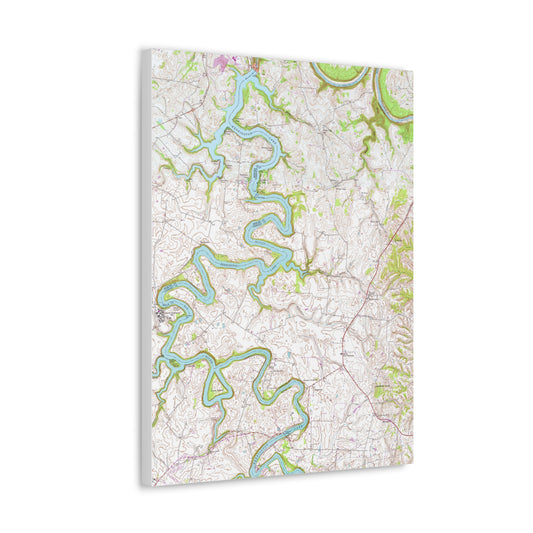 Herrington Lake Topographic Map USGS 1952 Bryantsville/Wilmore Quads Blended Canvas Gallery Wraps - Original Colors