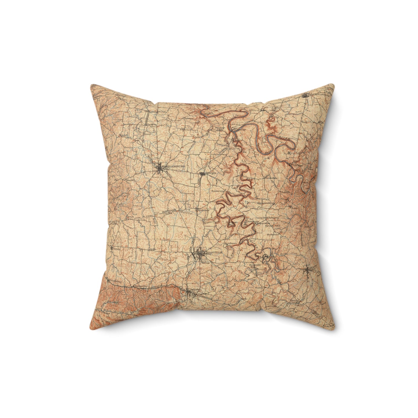 Herrington Lake 1909 Topography Spun Polyester Square Accent Pillow