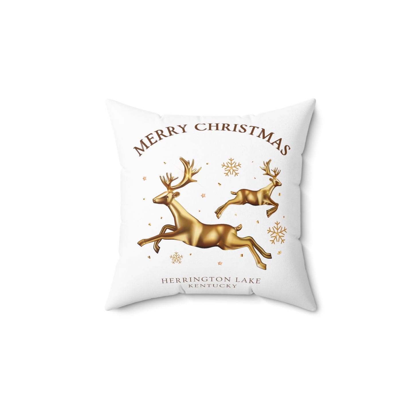 "A Golden Herrington Lake Christmas" Spun Polyester Square Accent Pillow (White)