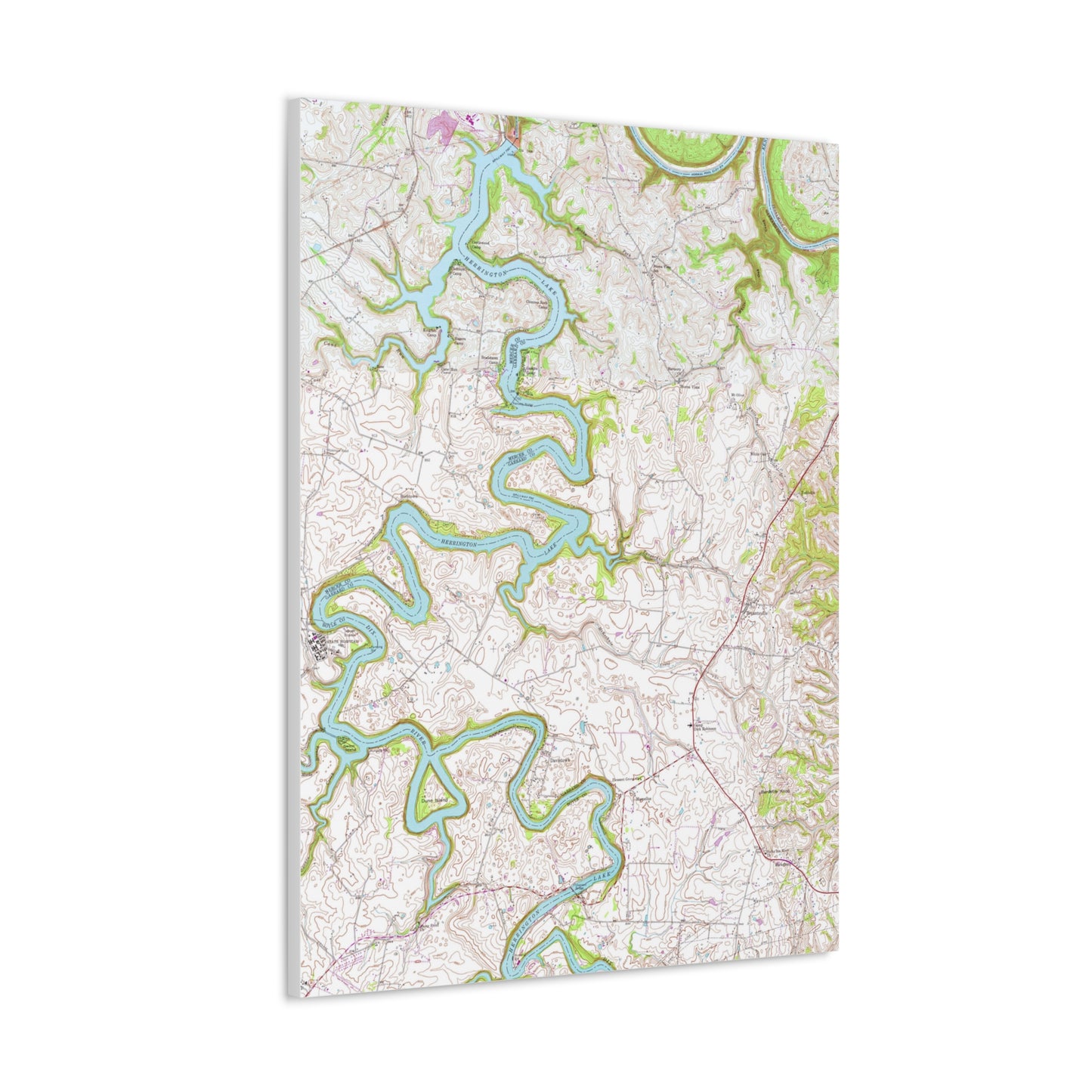 Herrington Lake Topographic Map USGS 1952 Bryantsville/Wilmore Quads Blended Canvas Gallery Wraps - Original Colors