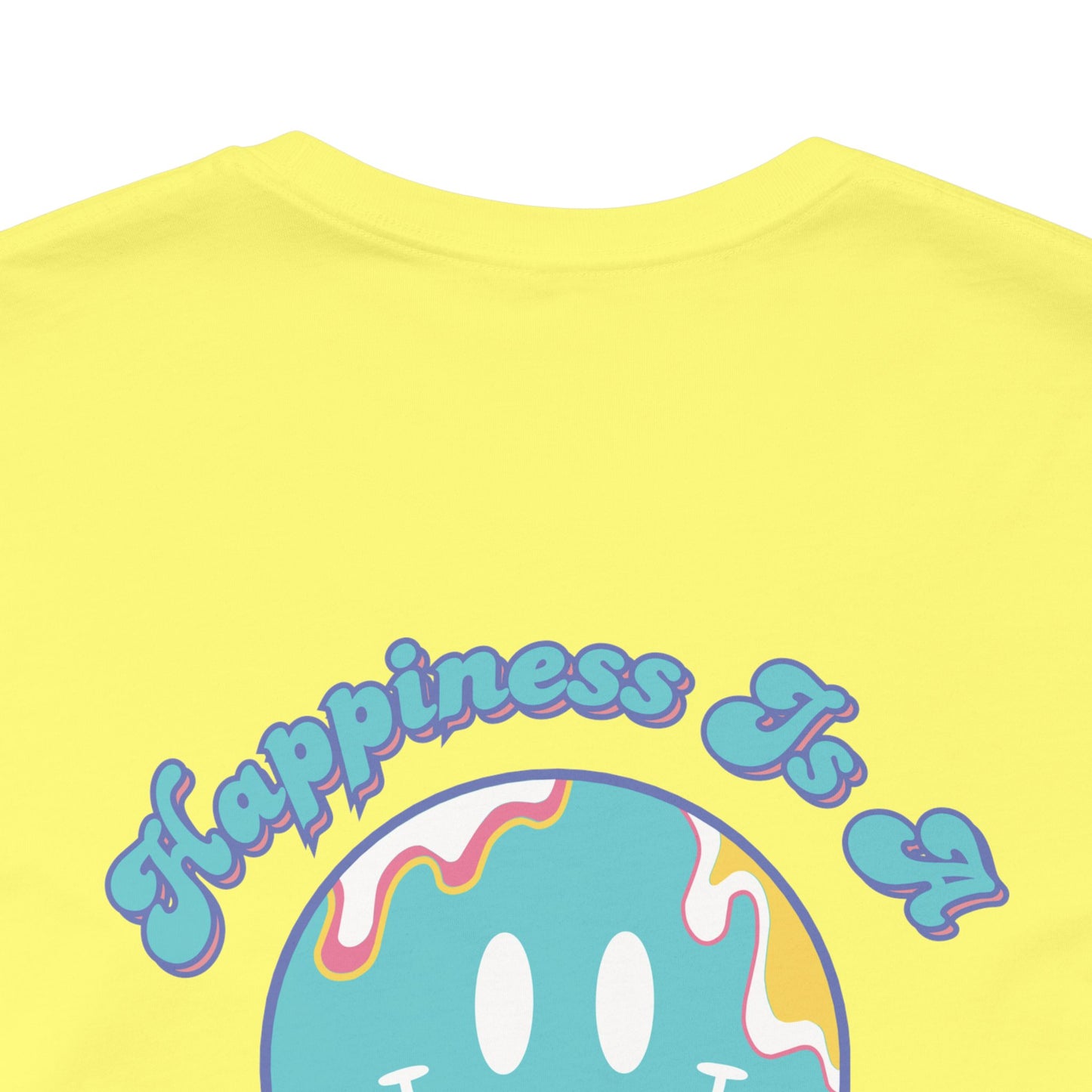 "Happiness Is A Day At The Lake" Double-Sided Print Unisex Jersey Knit Cotton Short Sleeve Tee