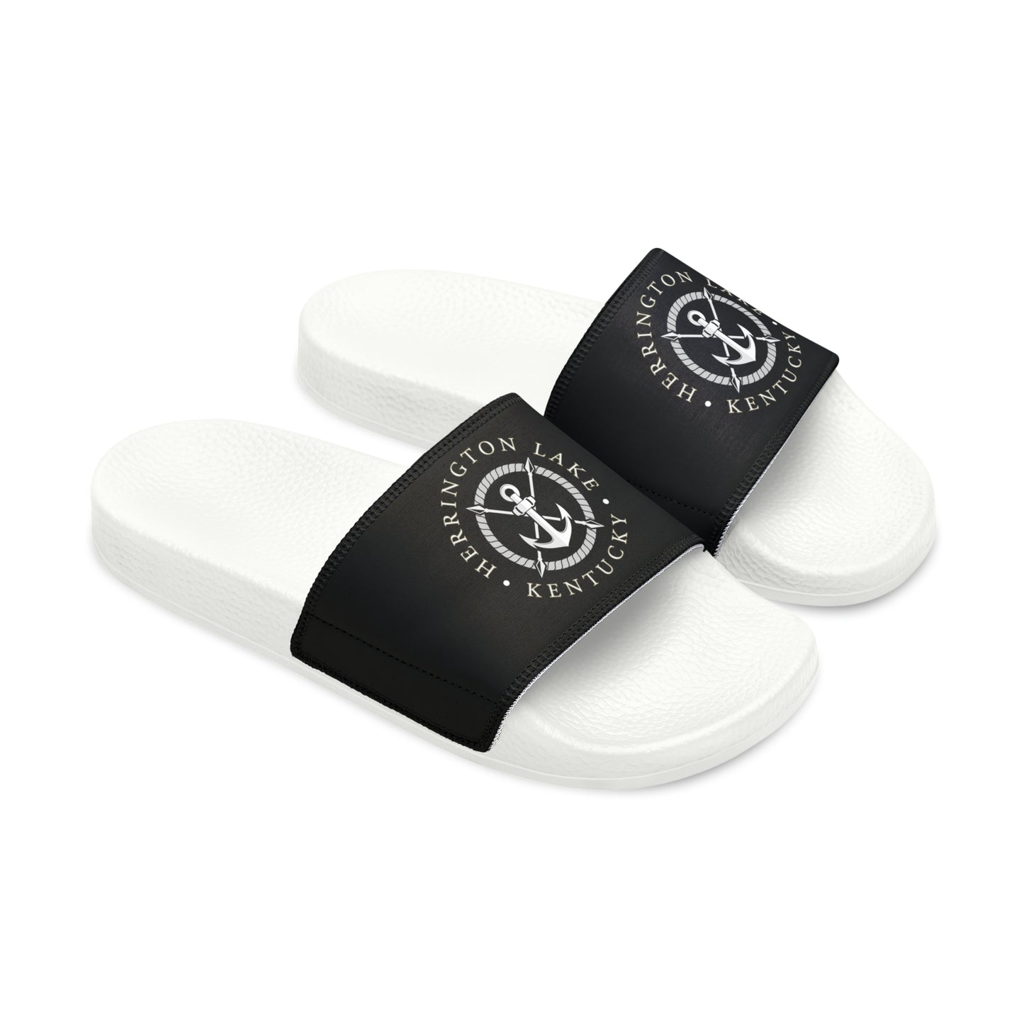Men's HLKY White Anchor Slide Sandals, Black