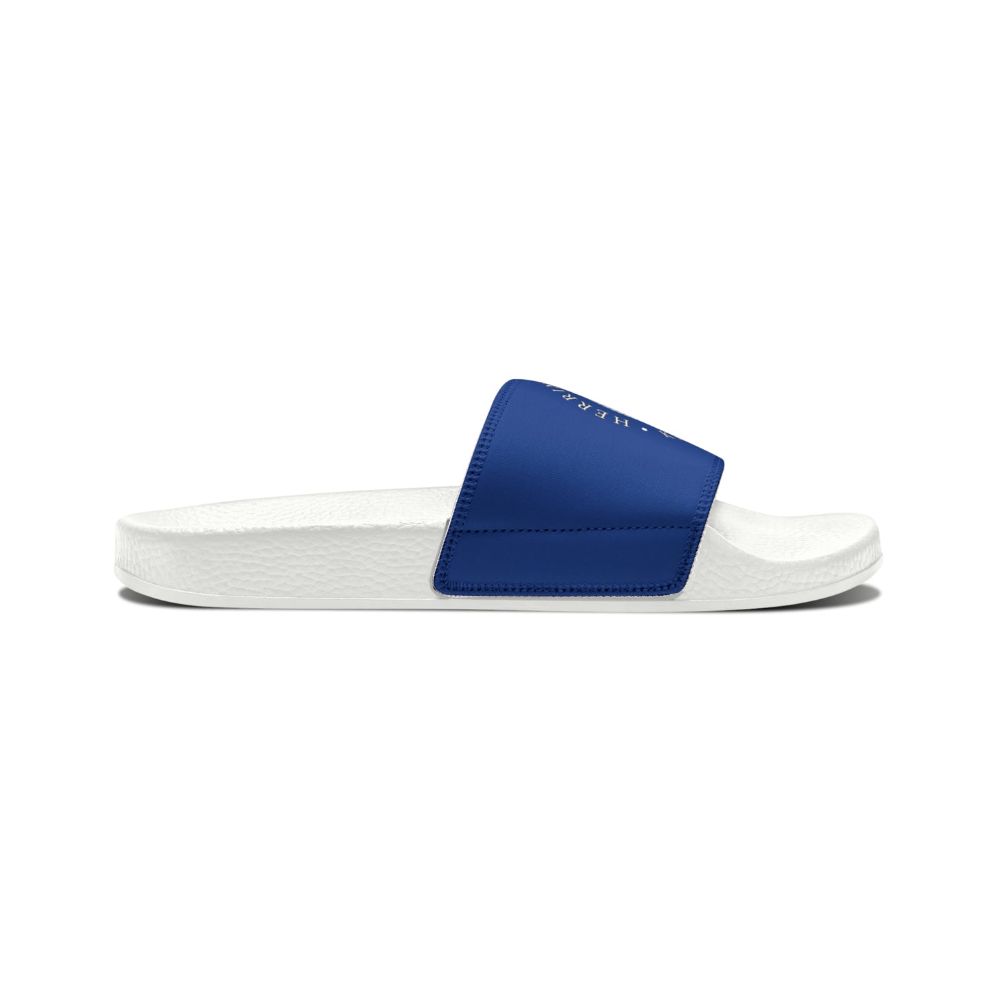 Women's HLKY White Anchor Slide Sandals, Dark Blue
