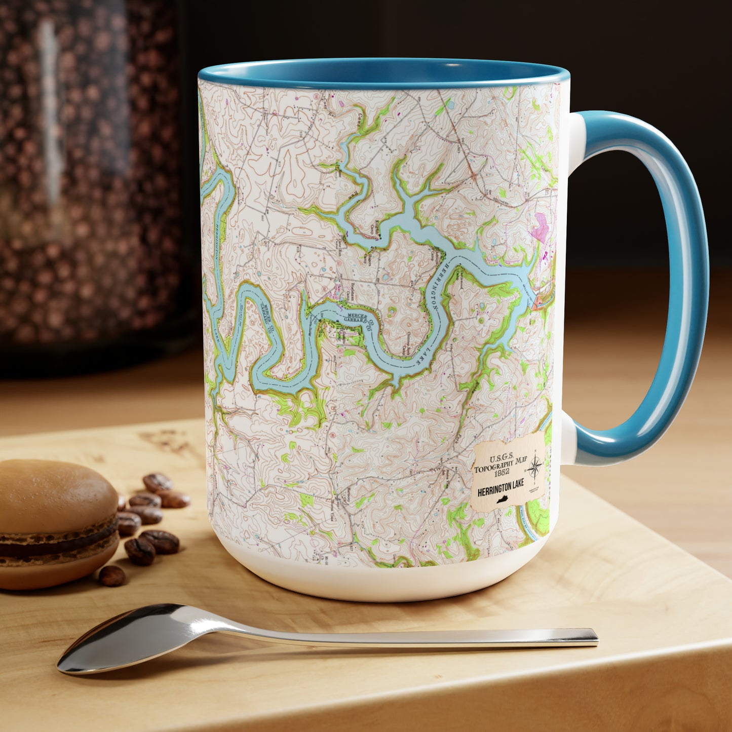 1952 Full USGS Herrington Lake Topography Map Biggie Coffee Mugs, 15oz