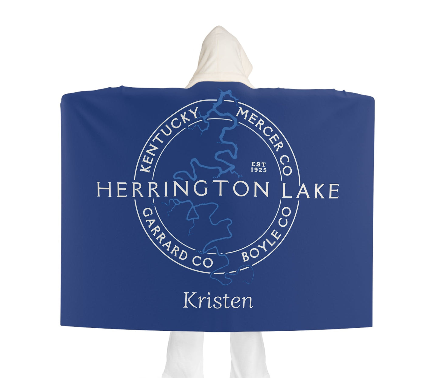 The "Classic" Personalized Custom Herrington Lake and County Hooded Sherpa Fleece Blanket