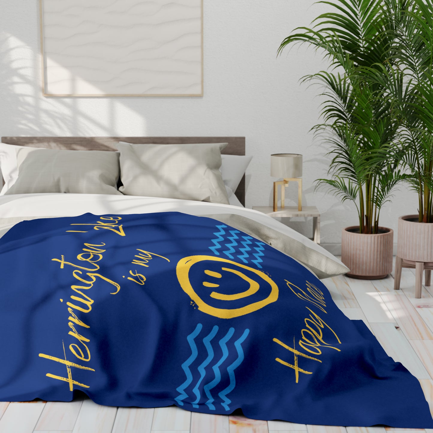 "Herrington Lake Is My Happy Place" Arctic Fleece Blanket