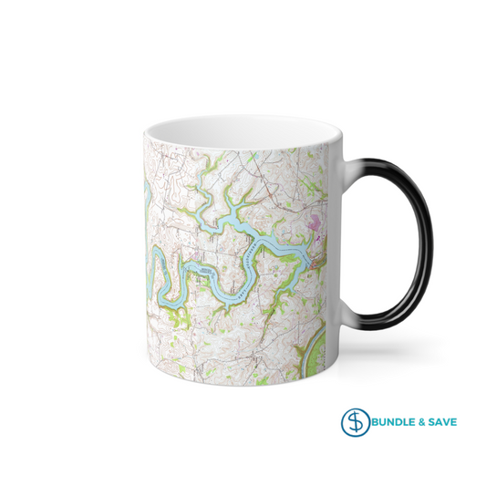 Herrington Lake 1952 Topography Map Color Morphing Mug, 11oz