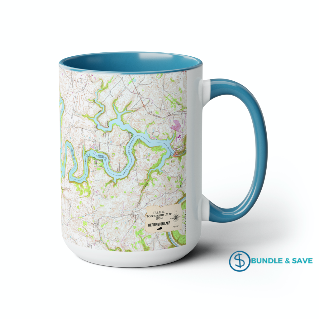 1952 Full USGS Herrington Lake Topography Map Biggie Coffee Mugs, 15oz