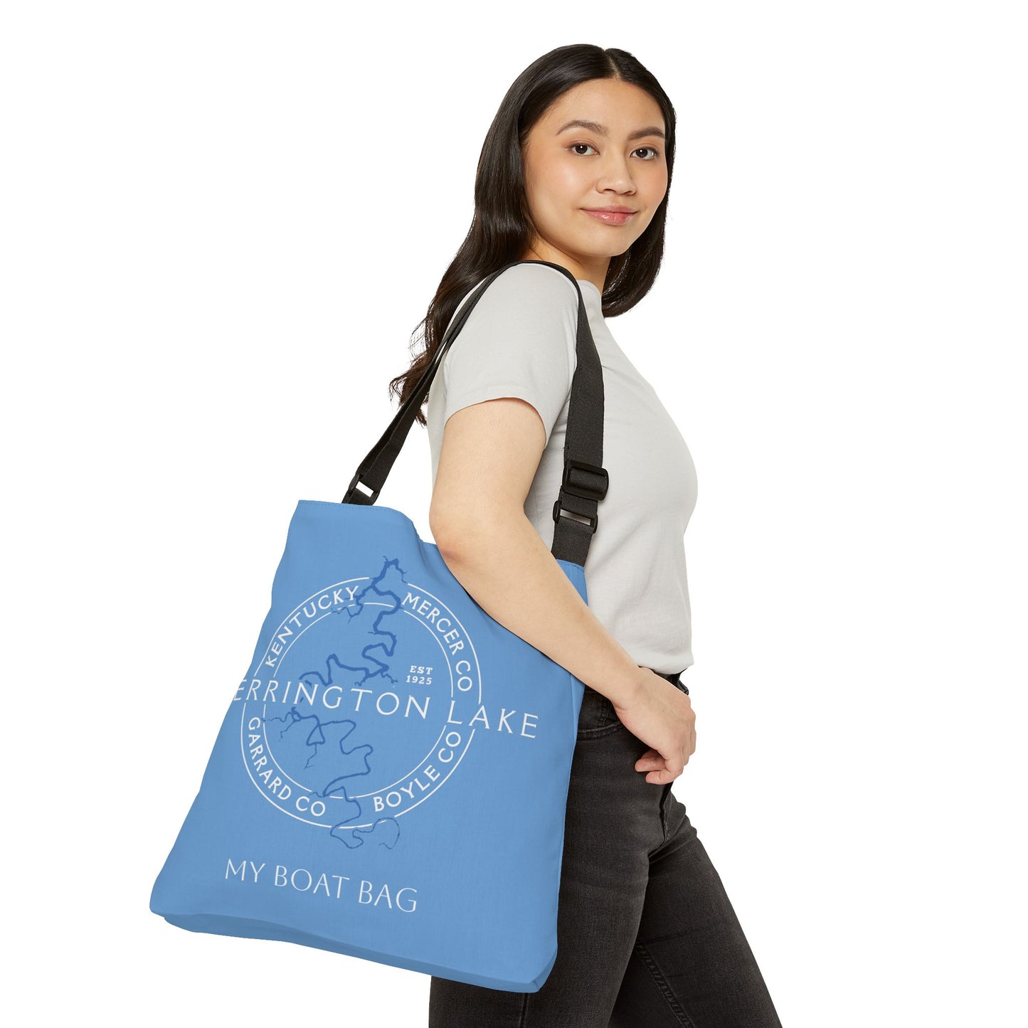 The Personalized Custom "Classic" Herrington Lake and County Adjustable Tote Bag (18" x 18")