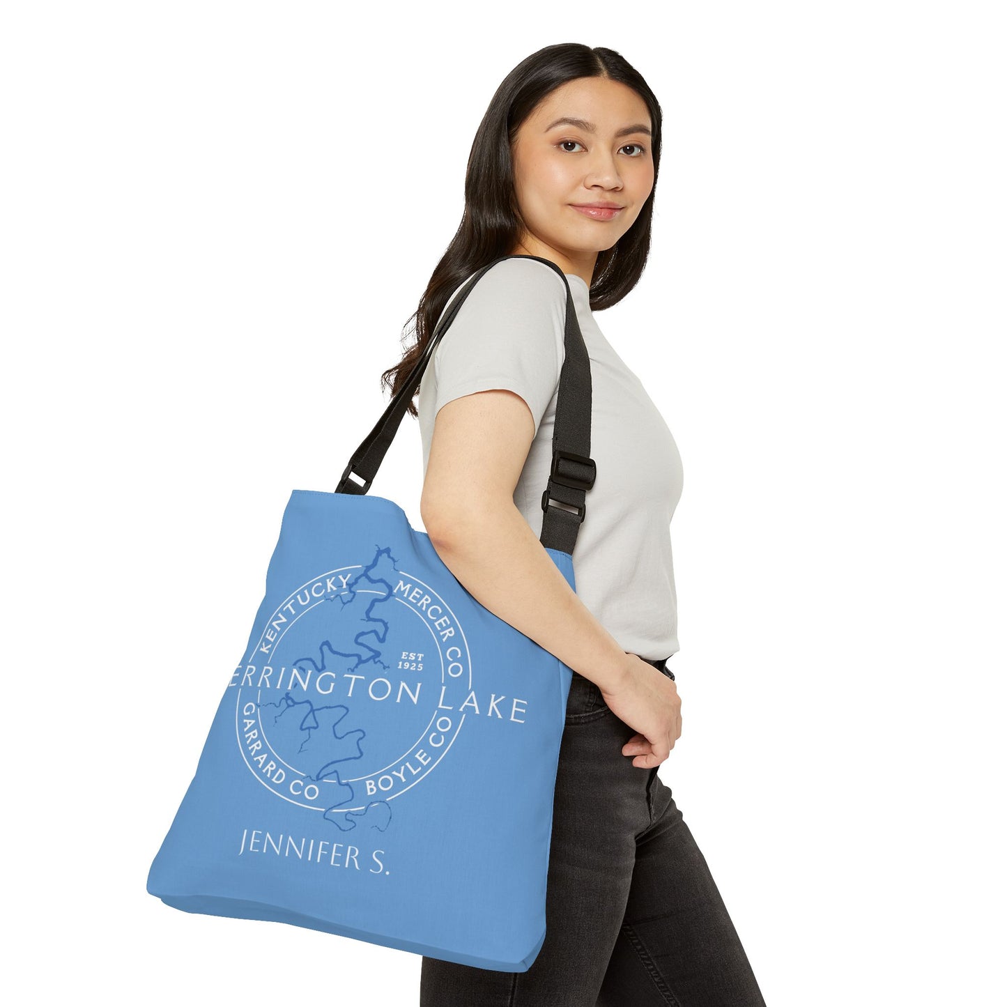 The Personalized Custom "Classic" Herrington Lake and County Adjustable Tote Bag (18" x 18")