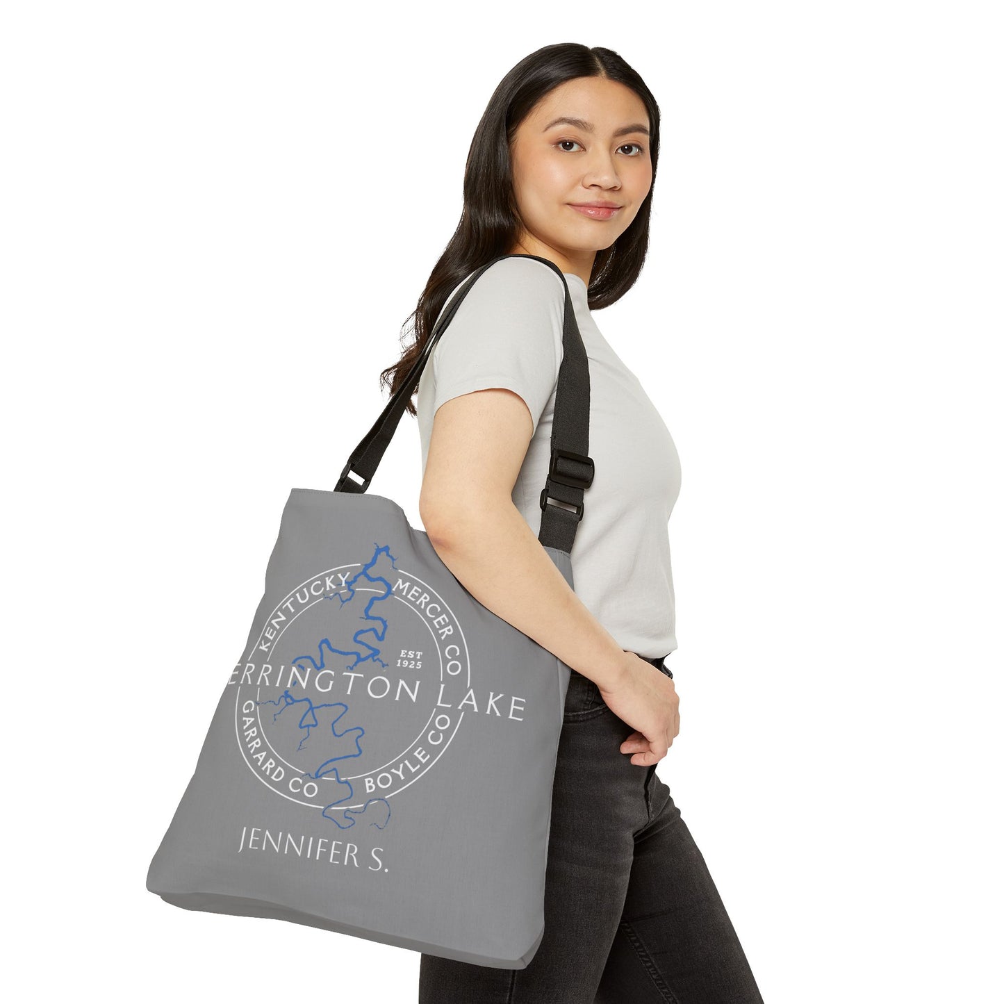 The Personalized Custom "Classic" Herrington Lake and County Adjustable Tote Bag (18" x 18")