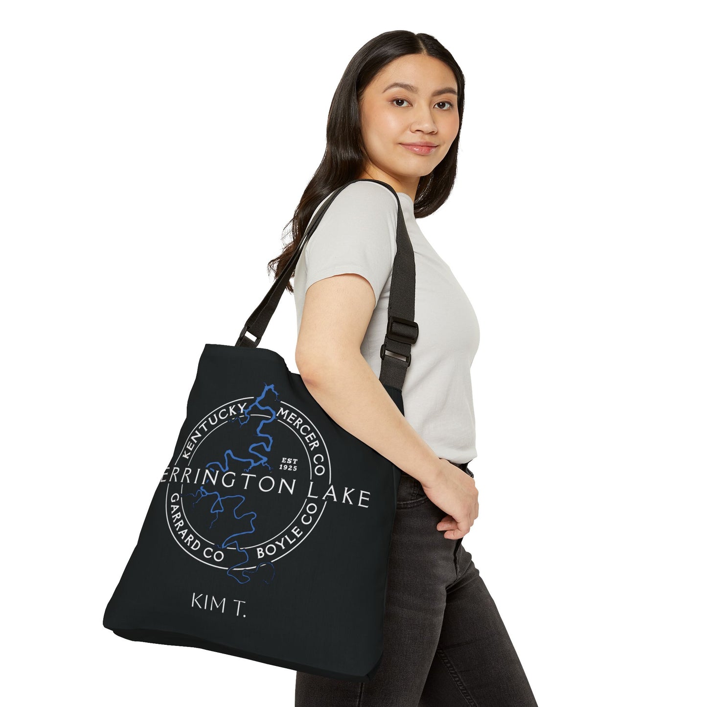 The Personalized Custom "Classic" Herrington Lake and County Adjustable Tote Bag (18" x 18")
