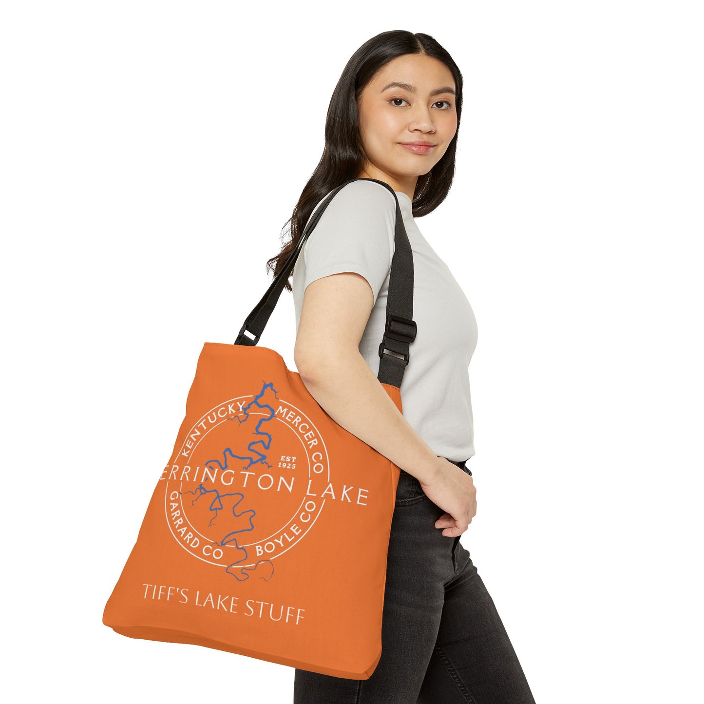 The Personalized Custom "Classic" Herrington Lake and County Adjustable Tote Bag (18" x 18")