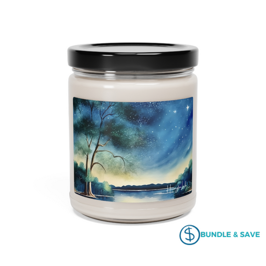 "Summer Evening-1" Watercolor Scented Soy Candle, 9oz