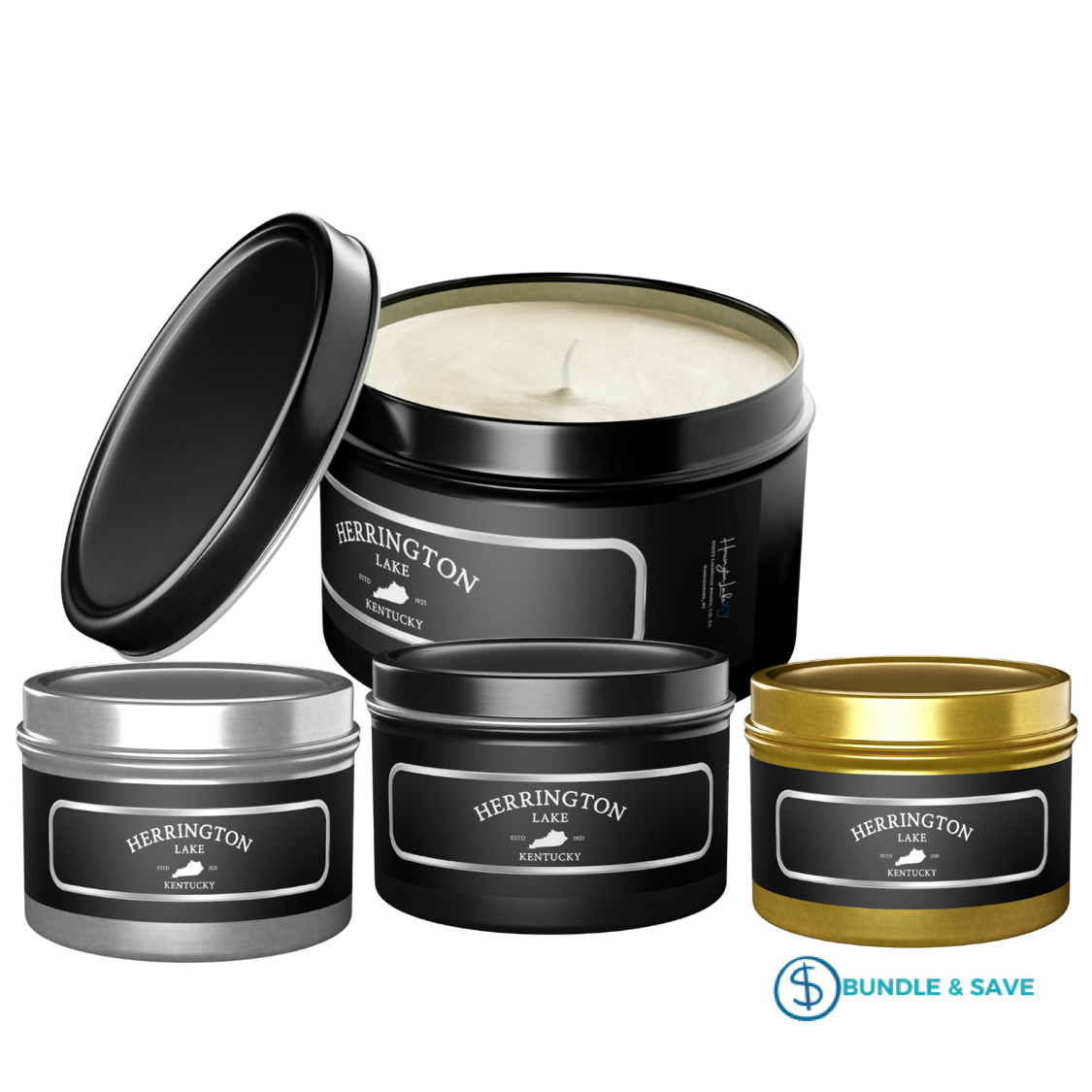 "Simply Herrington" Black Label Coconut Soy Wax Premium Tin Candles
