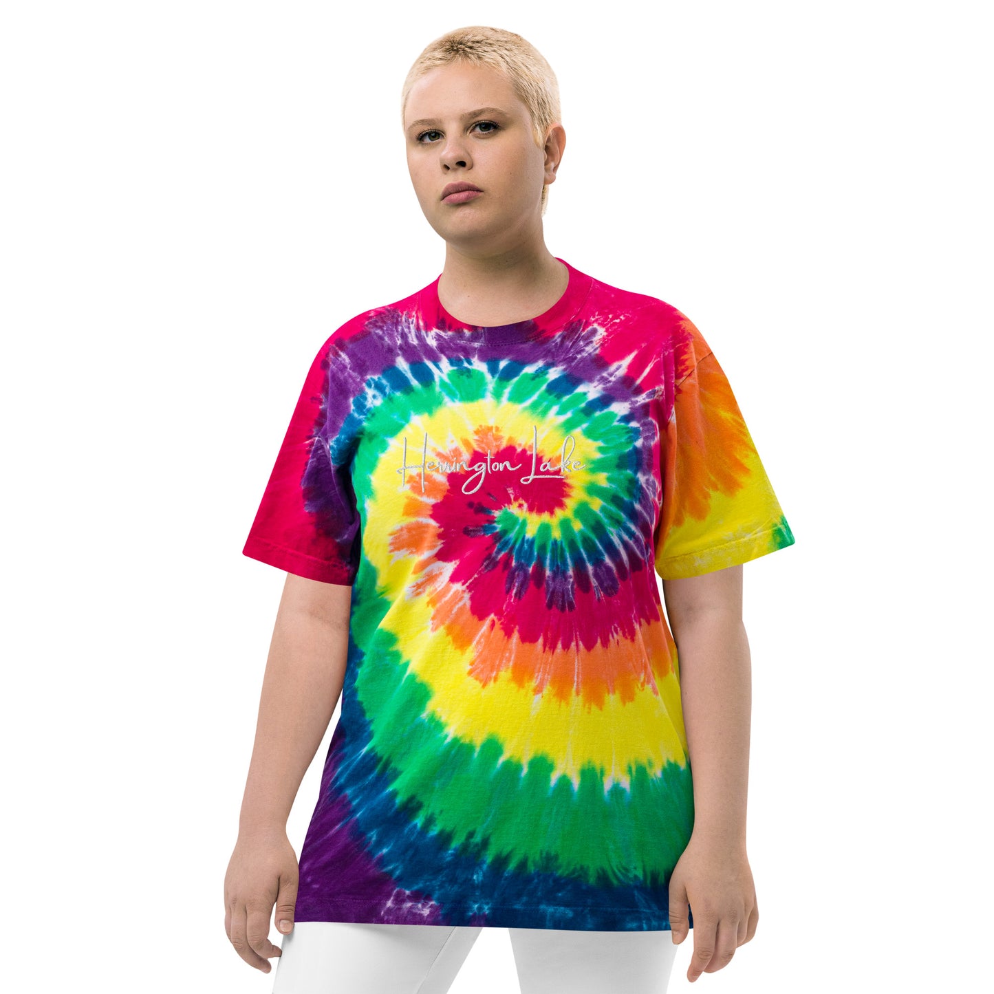 Herrington Lake Embroidered Oversized Tie-Dye T-shirt