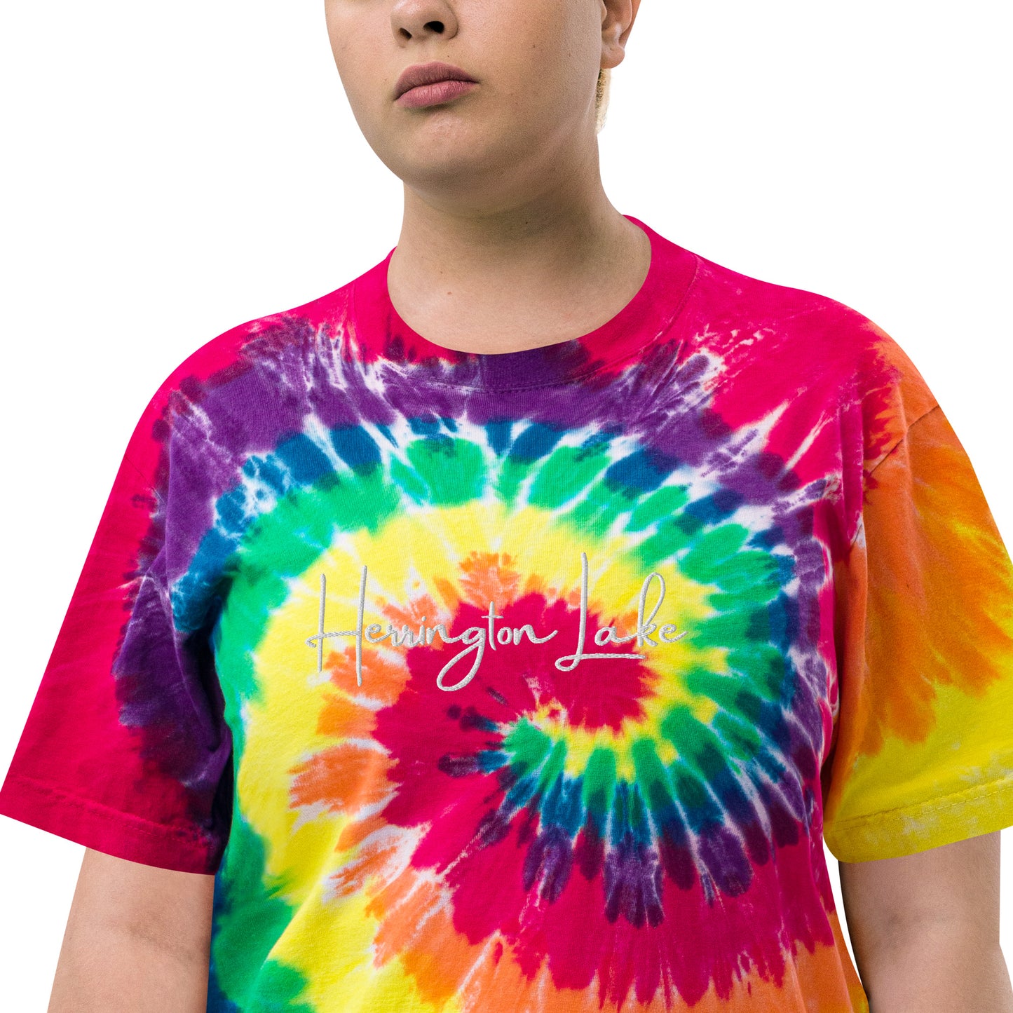 Herrington Lake Embroidered Oversized Tie-Dye T-shirt