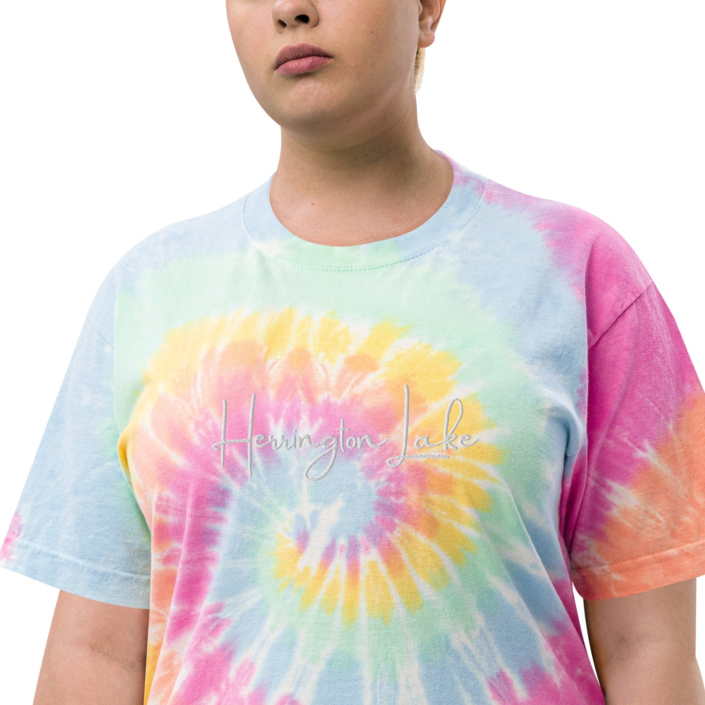 Herrington Lake Embroidered Oversized Tie-Dye T-shirt