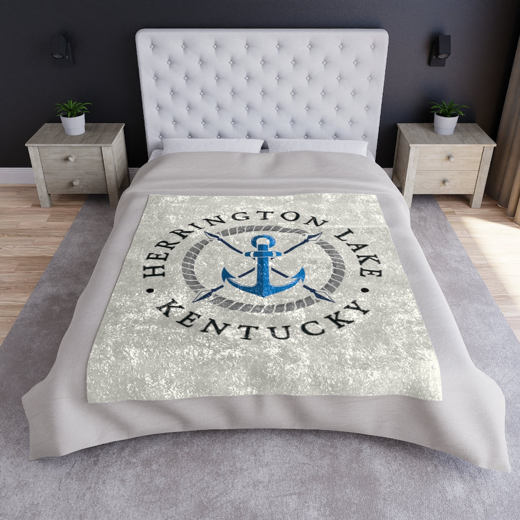 Herrington Lake Blue Anchor Crushed Velvet Blanket