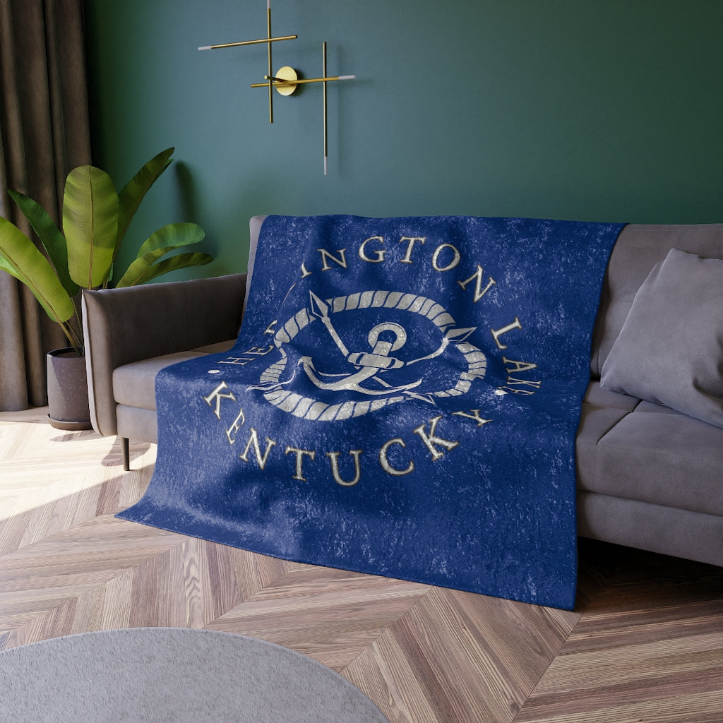Herrington Lake White Anchor Crushed Velvet Blanket