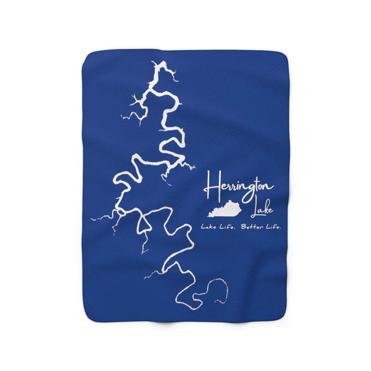 The "Classic" Herrington Lake Life Better Life Sherpa Fleece Blanket (Blue)