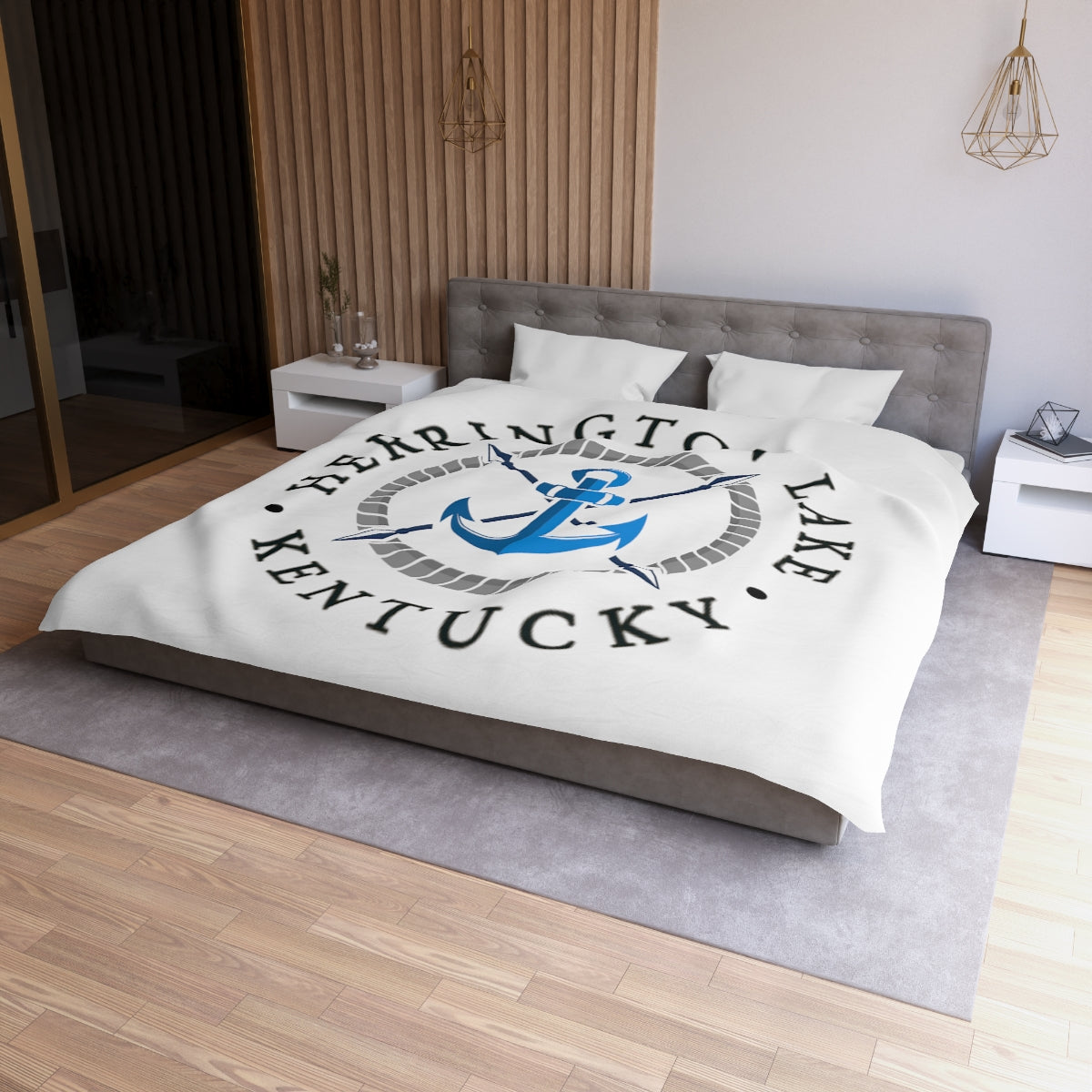 Herrington Lake Blue Anchor Microfiber Duvet Cover