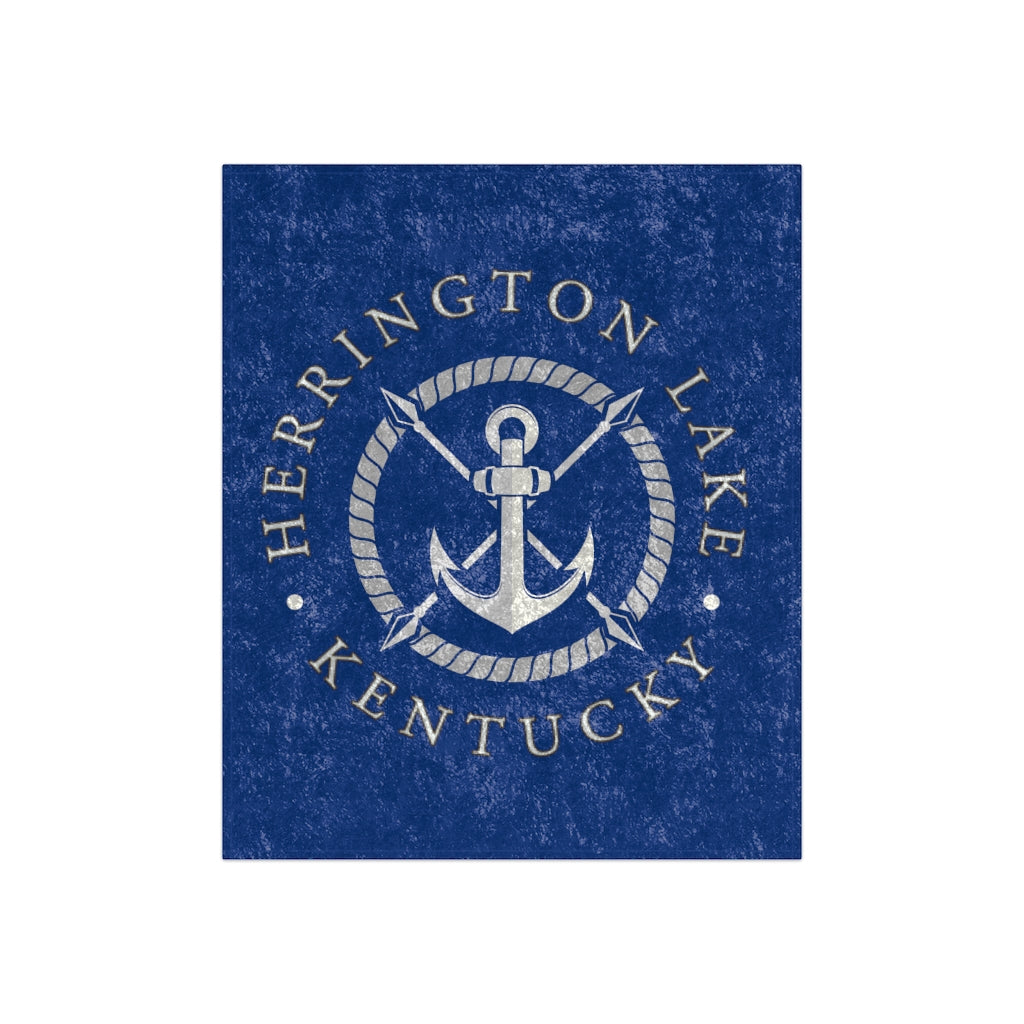 Herrington Lake White Anchor Crushed Velvet Blanket