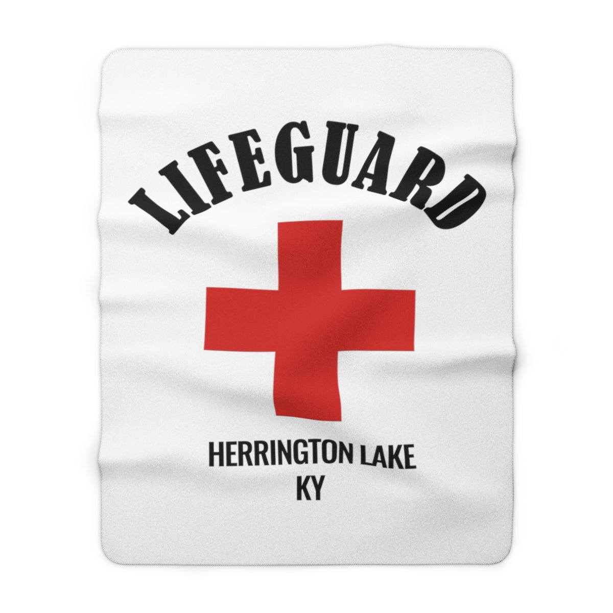 Herrington Lake Lifeguard Sherpa Fleece Blanket on White