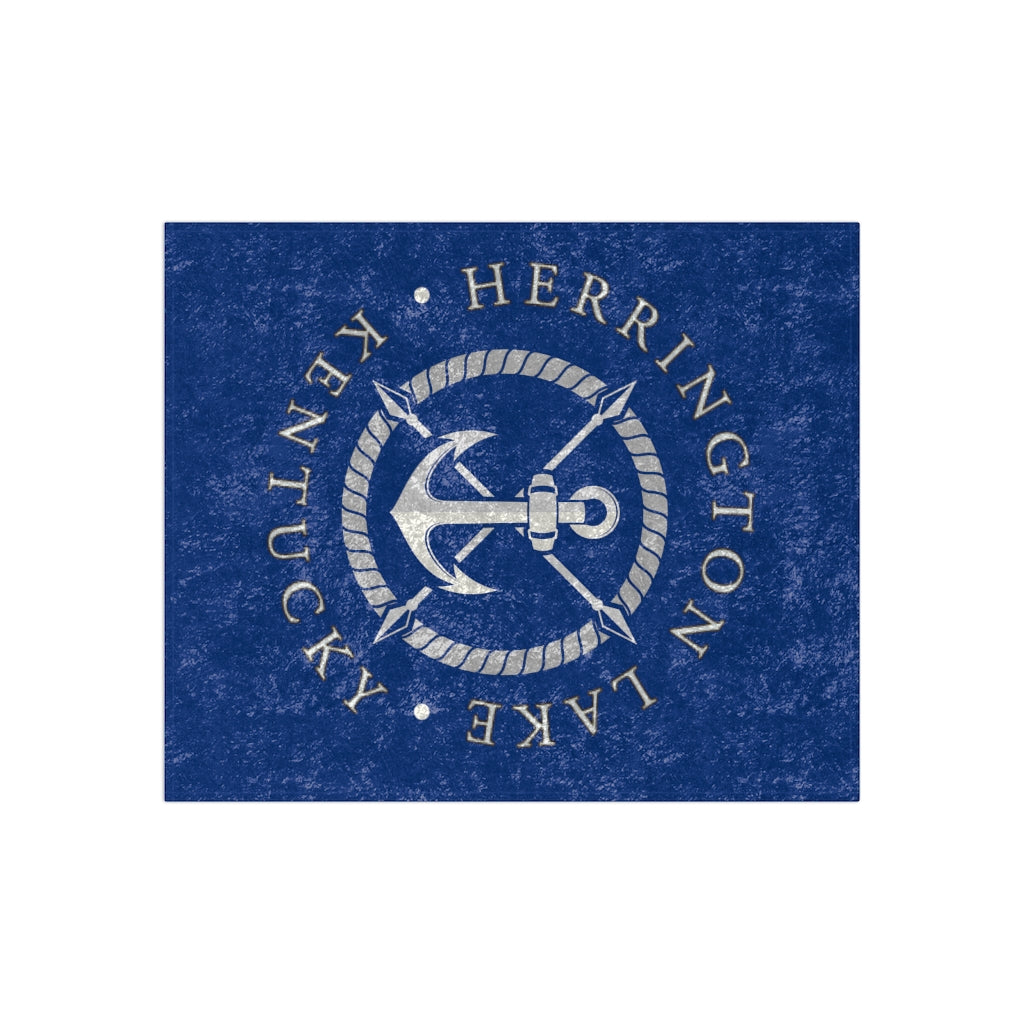 Herrington Lake White Anchor Crushed Velvet Blanket