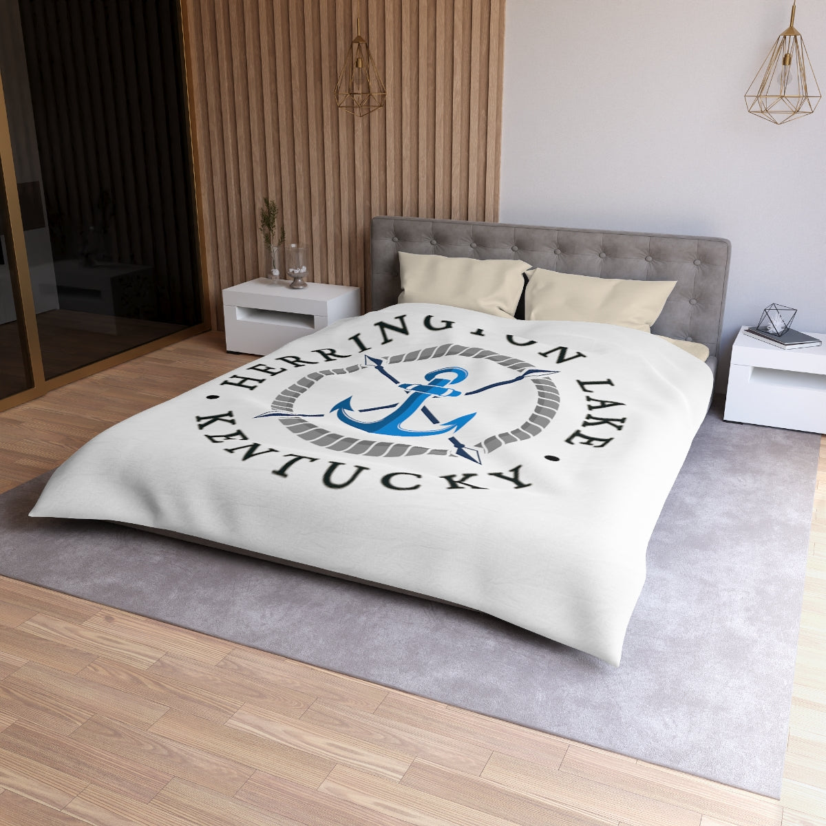 Herrington Lake Blue Anchor Microfiber Duvet Cover