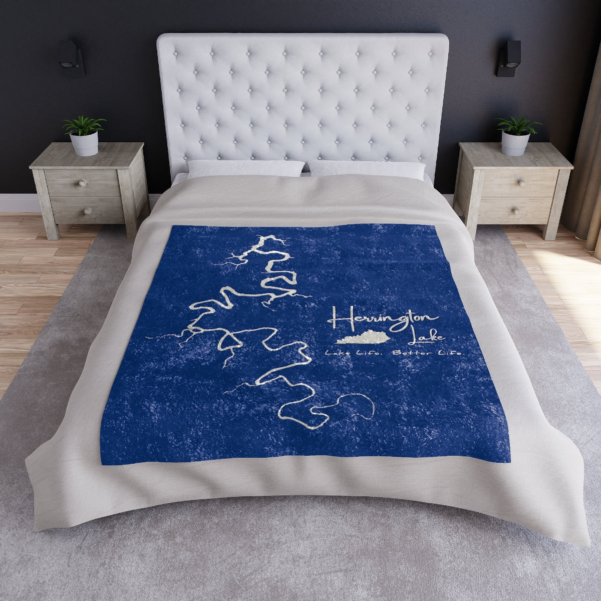 Herrington Lake Classic Outline Crushed Velvet Blanket (Blue)