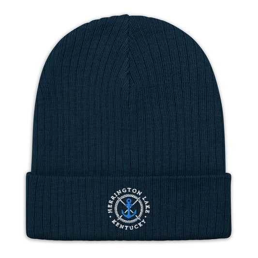 Herrington Lake Anchor Ribbed Knit Beanie