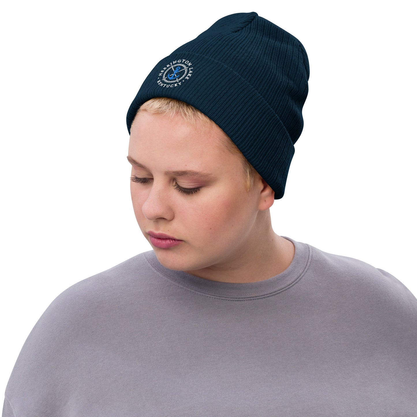 Herrington Lake Anchor Ribbed Knit Beanie