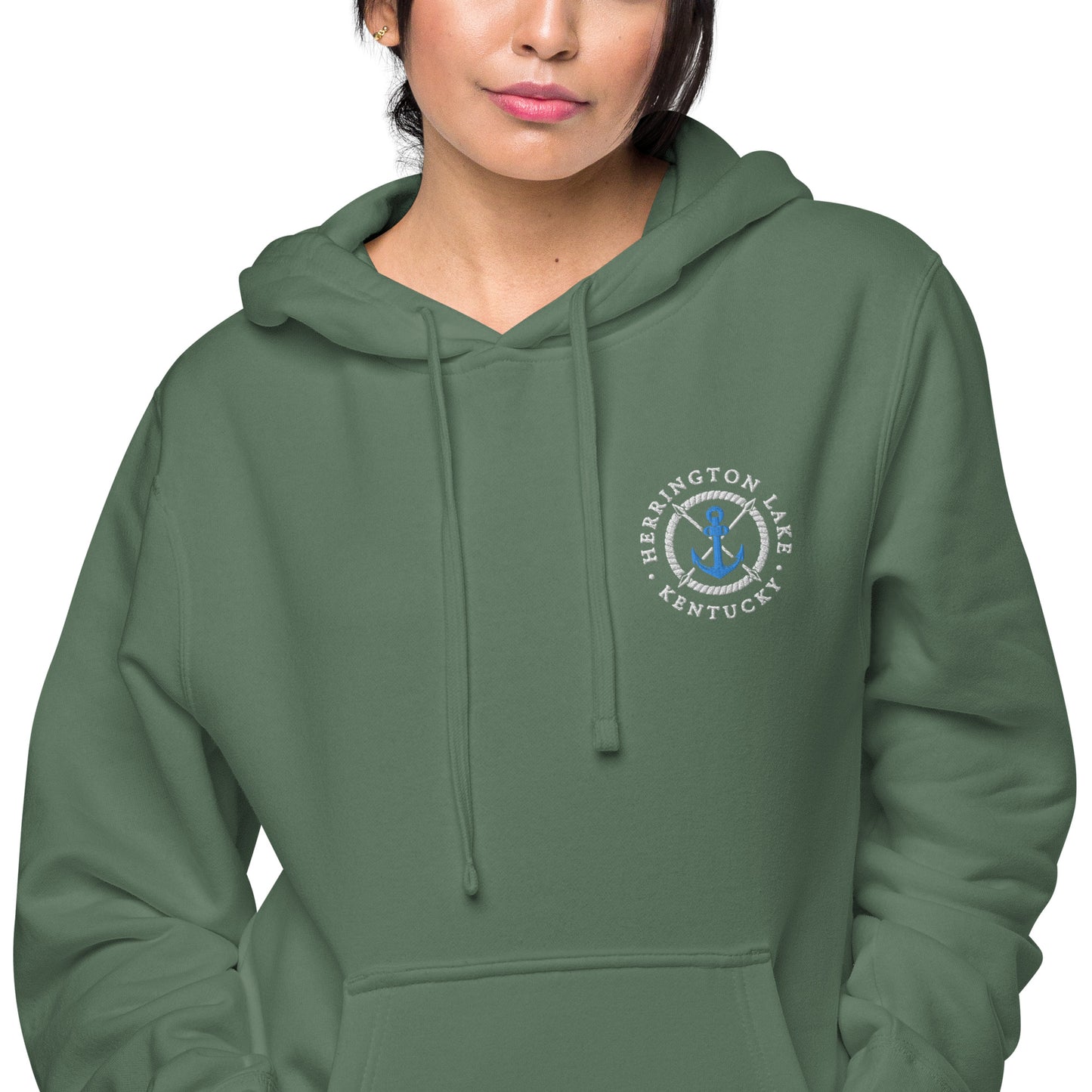 Herrington Lake Embroidered Anchor Logo Premium Pigment-Dyed Hoodie