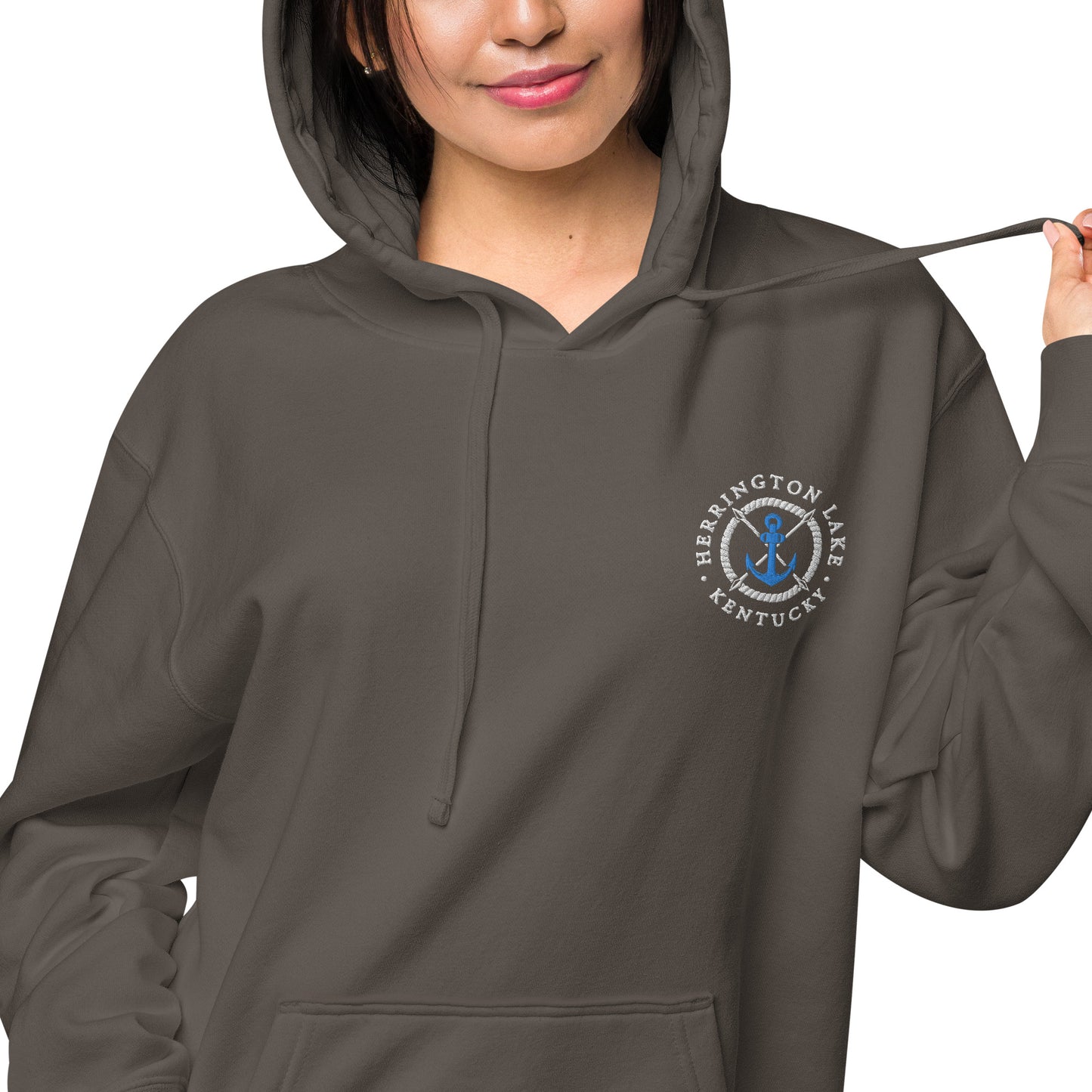 Herrington Lake Embroidered Anchor Logo Premium Pigment-Dyed Hoodie