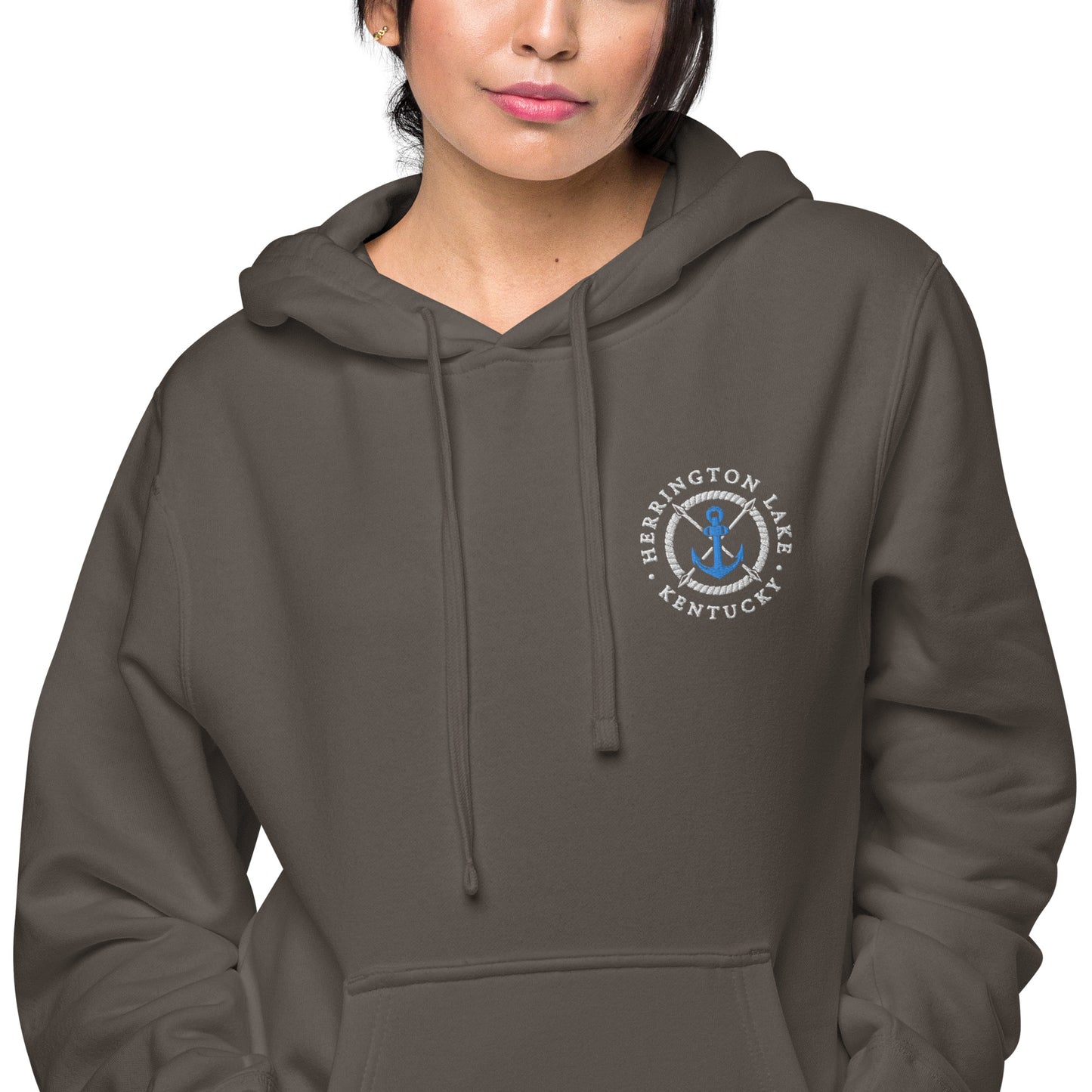 Herrington Lake Embroidered Anchor Logo Premium Pigment-Dyed Hoodie
