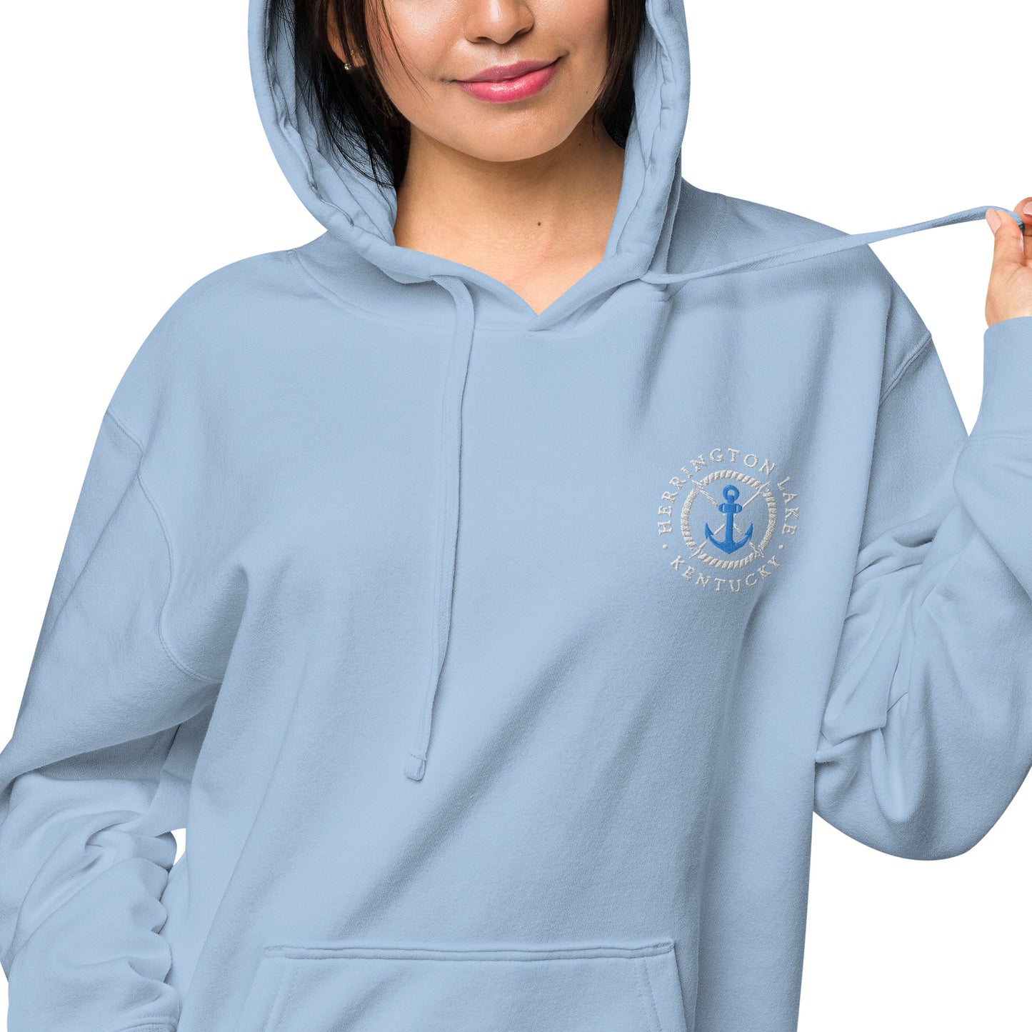 Herrington Lake Embroidered Anchor Logo Premium Pigment-Dyed Hoodie