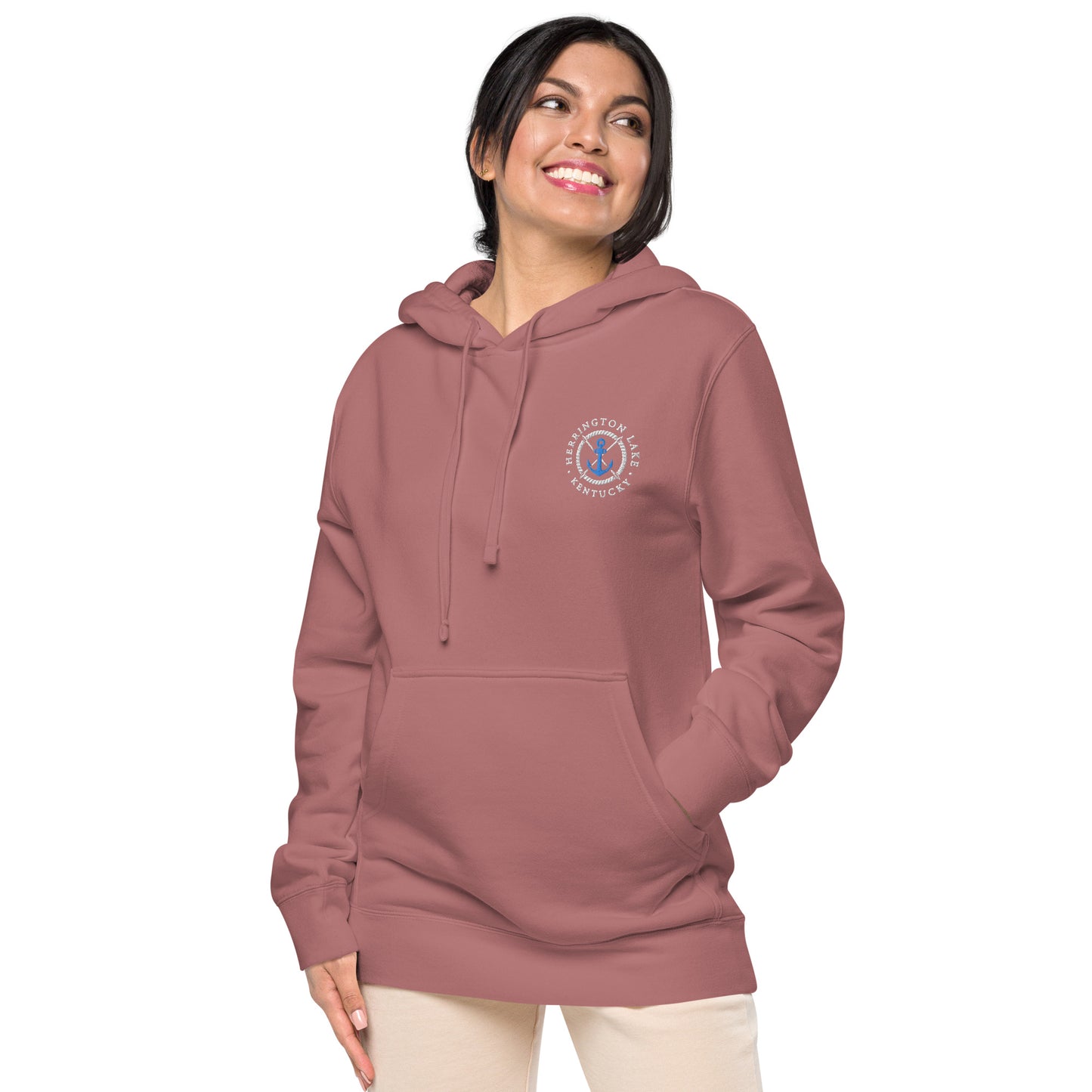 Herrington Lake Embroidered Anchor Logo Premium Pigment-Dyed Hoodie