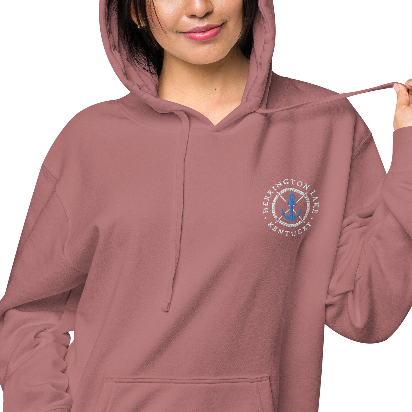 Herrington Lake Embroidered Anchor Logo Premium Pigment-Dyed Hoodie