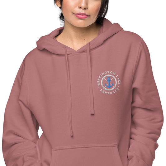 Herrington Lake Embroidered Anchor Logo Premium Pigment-Dyed Hoodie