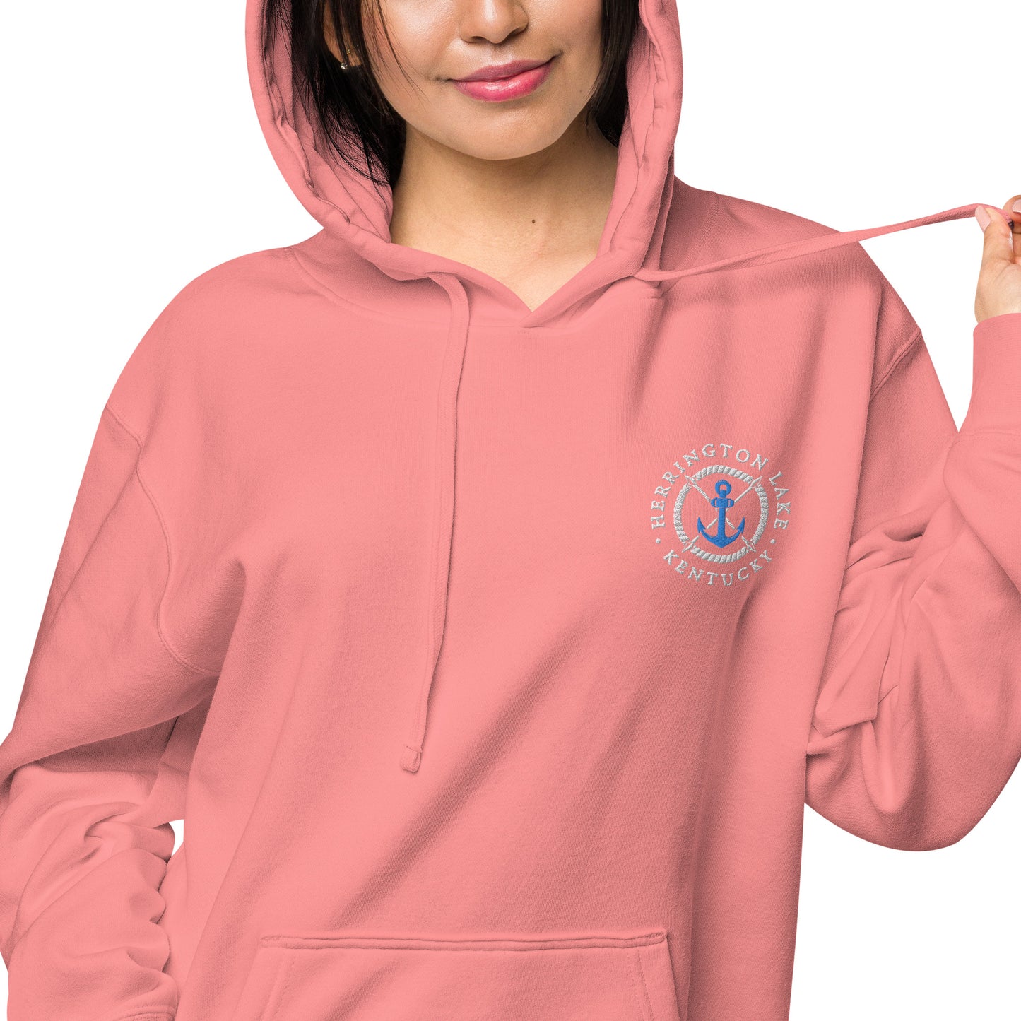Herrington Lake Embroidered Anchor Logo Premium Pigment-Dyed Hoodie