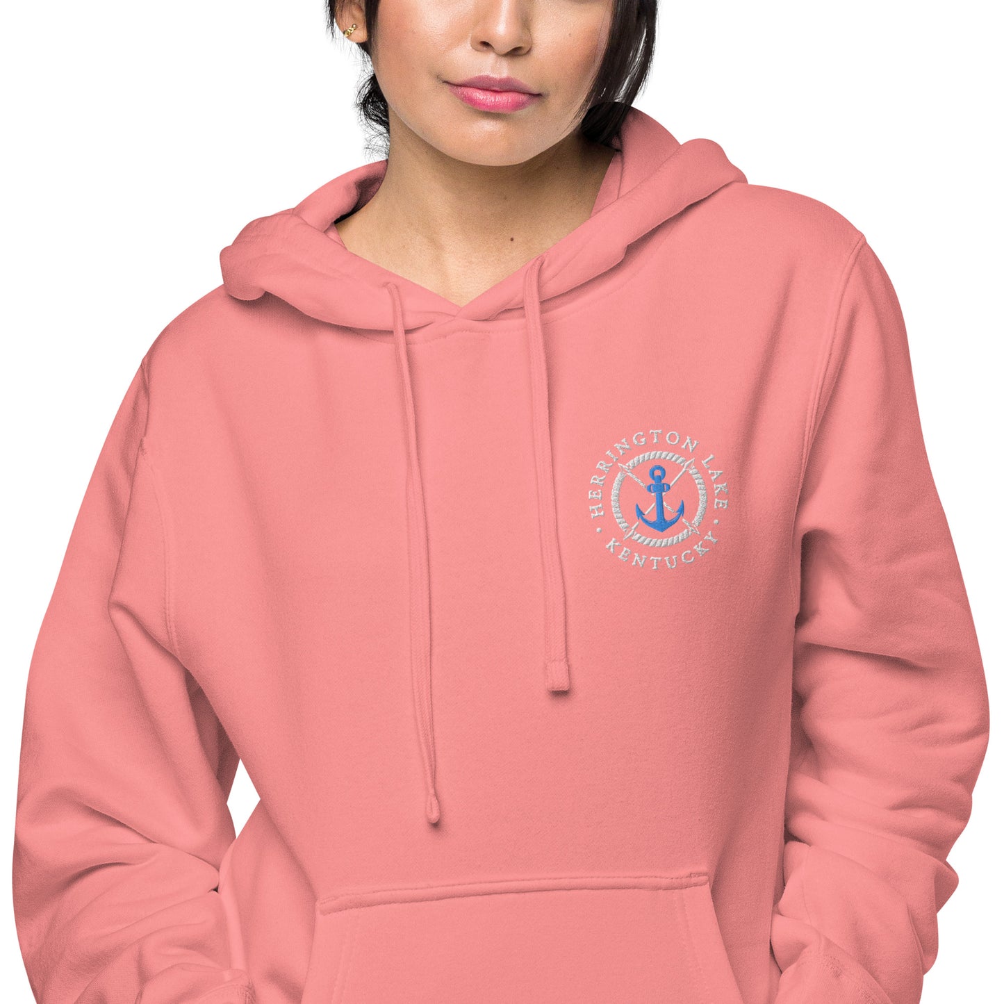 Herrington Lake Embroidered Anchor Logo Premium Pigment-Dyed Hoodie