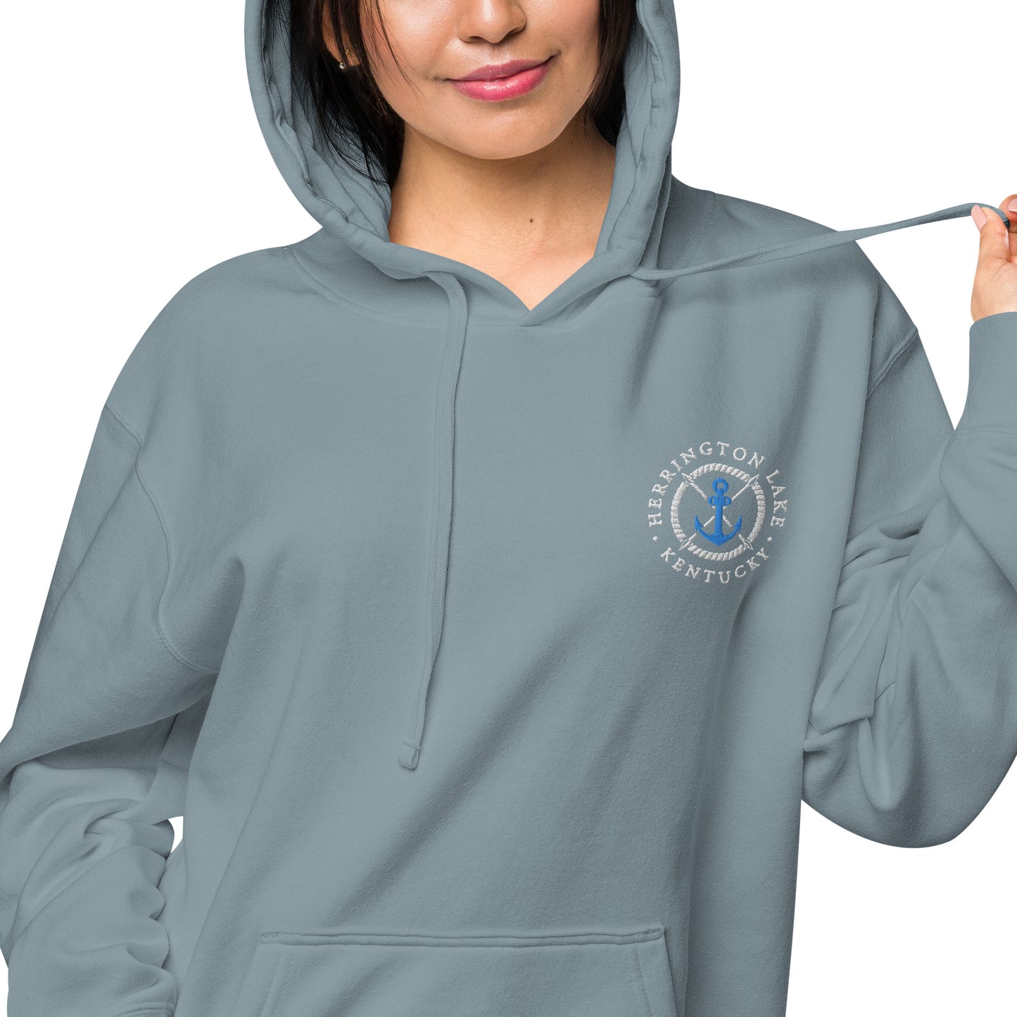 Herrington Lake Embroidered Anchor Logo Premium Pigment-Dyed Hoodie