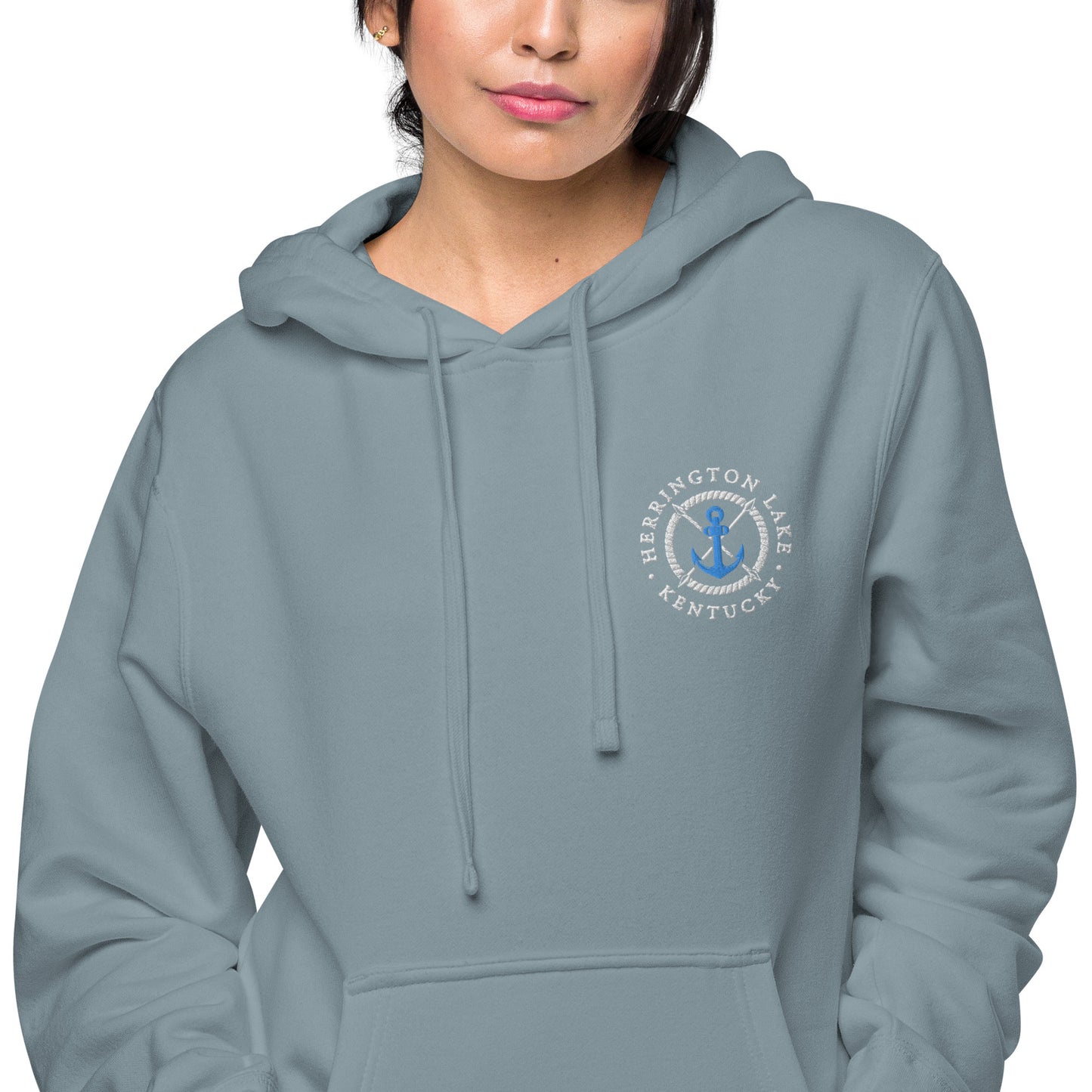 Herrington Lake Embroidered Anchor Logo Premium Pigment-Dyed Hoodie