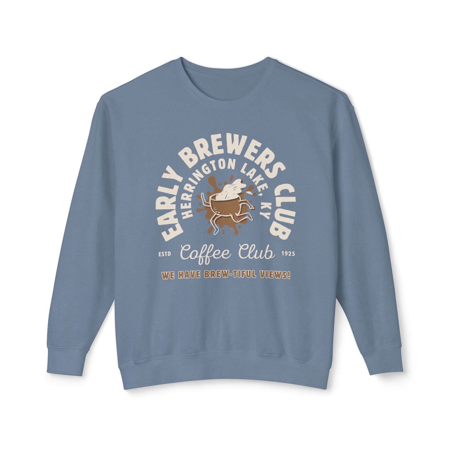 "Early Brewers Club" Coffee House Collection Lightweight Crewneck Sweatshirt by Comfort Colors