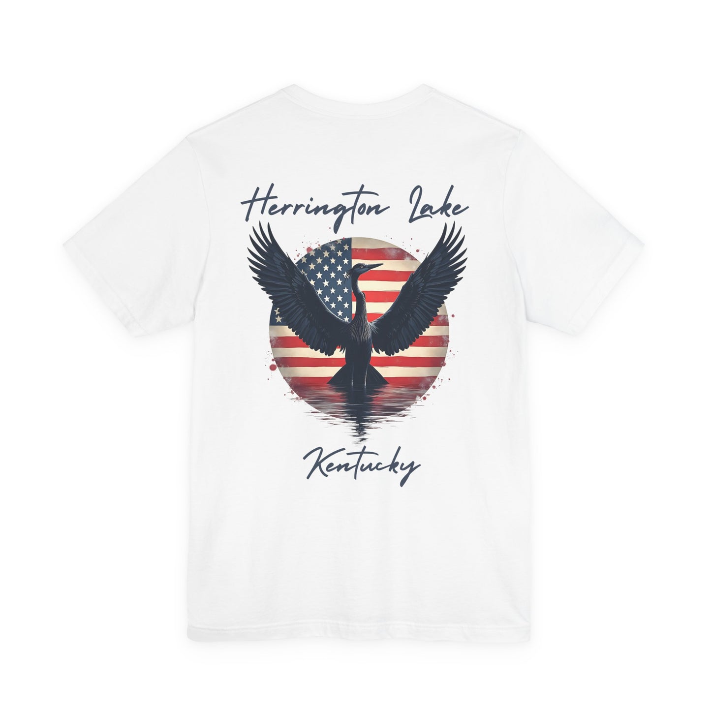 "Liberty Heron" Herrington Lake Patriots Collection Double-Sided Print Unisex Jersey Knit Cotton Short Sleeve Tee